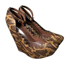 Jeffrey Campbell Audrey-Two Wedge Heels 9 Leather- Animal Print platform party